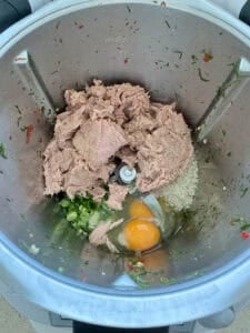 Ingredients added to the TM Bowl to make the Salmon Burger Patty