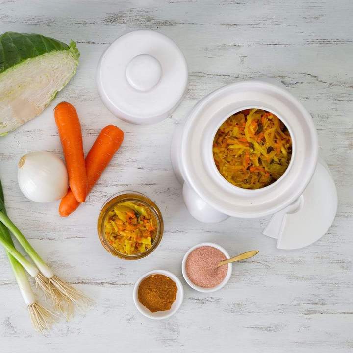 Image showing kimchi ingredients in a fermenting crock