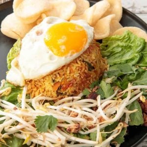 Balinese Fried Rice with Sprouts, Fried Shallot & Peanuts