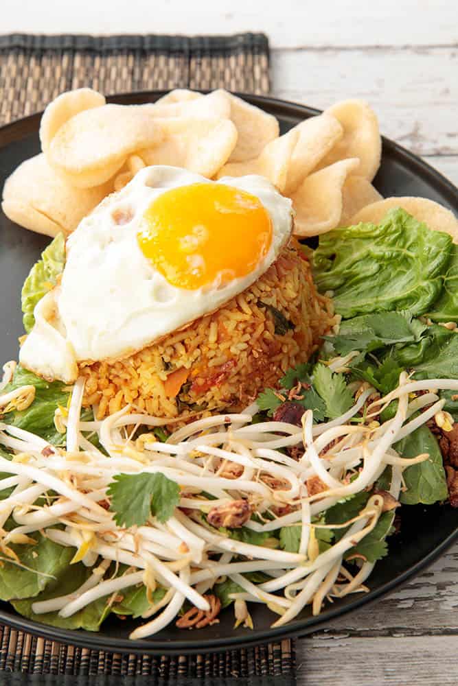Balinese Fried Rice with Sprouts, Fried Shallot & Peanuts