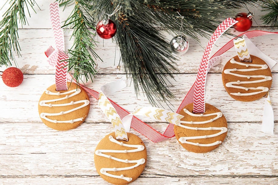 Gingerbread Cookie Ornaments on Ribbon