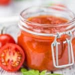 Thermomix Pasta Sauce in a glass preserving jar