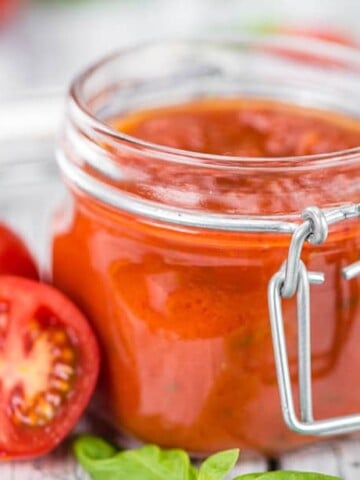 Thermomix Pasta Sauce in a glass preserving jar