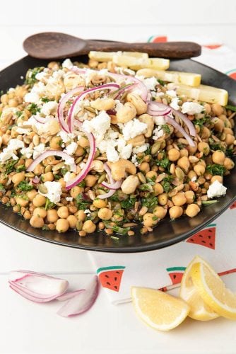 simple 5 min gf thermomix feta chickpea tabouli