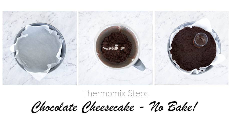 Image showing 3 steps to making a chocolate biscuit crumb