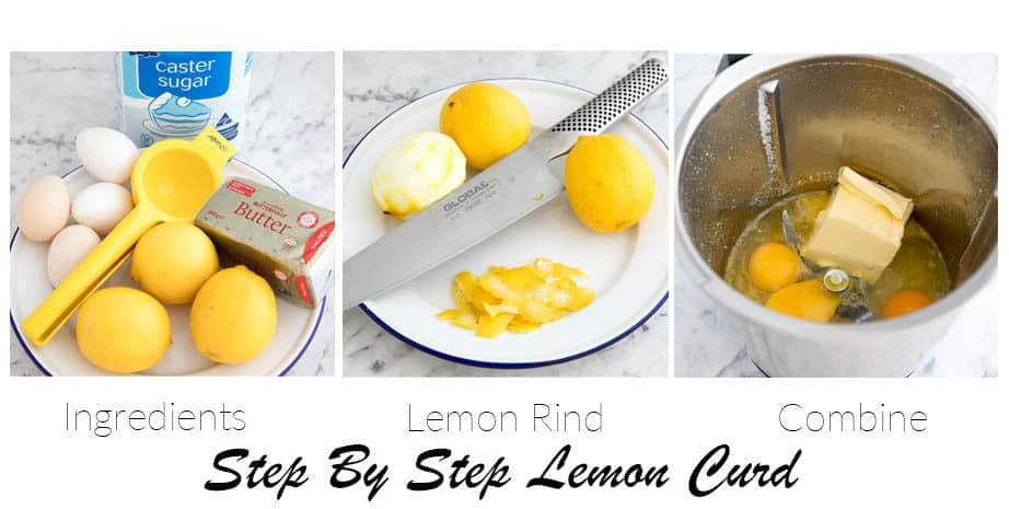 Image of the three stages of making lemon curd Thermomix