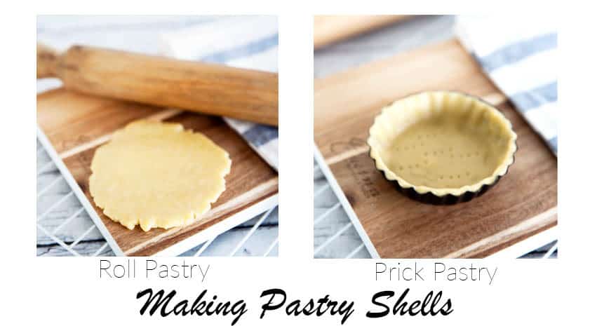 Two images of Thermomix Pastry being rolled and lining a pie dish