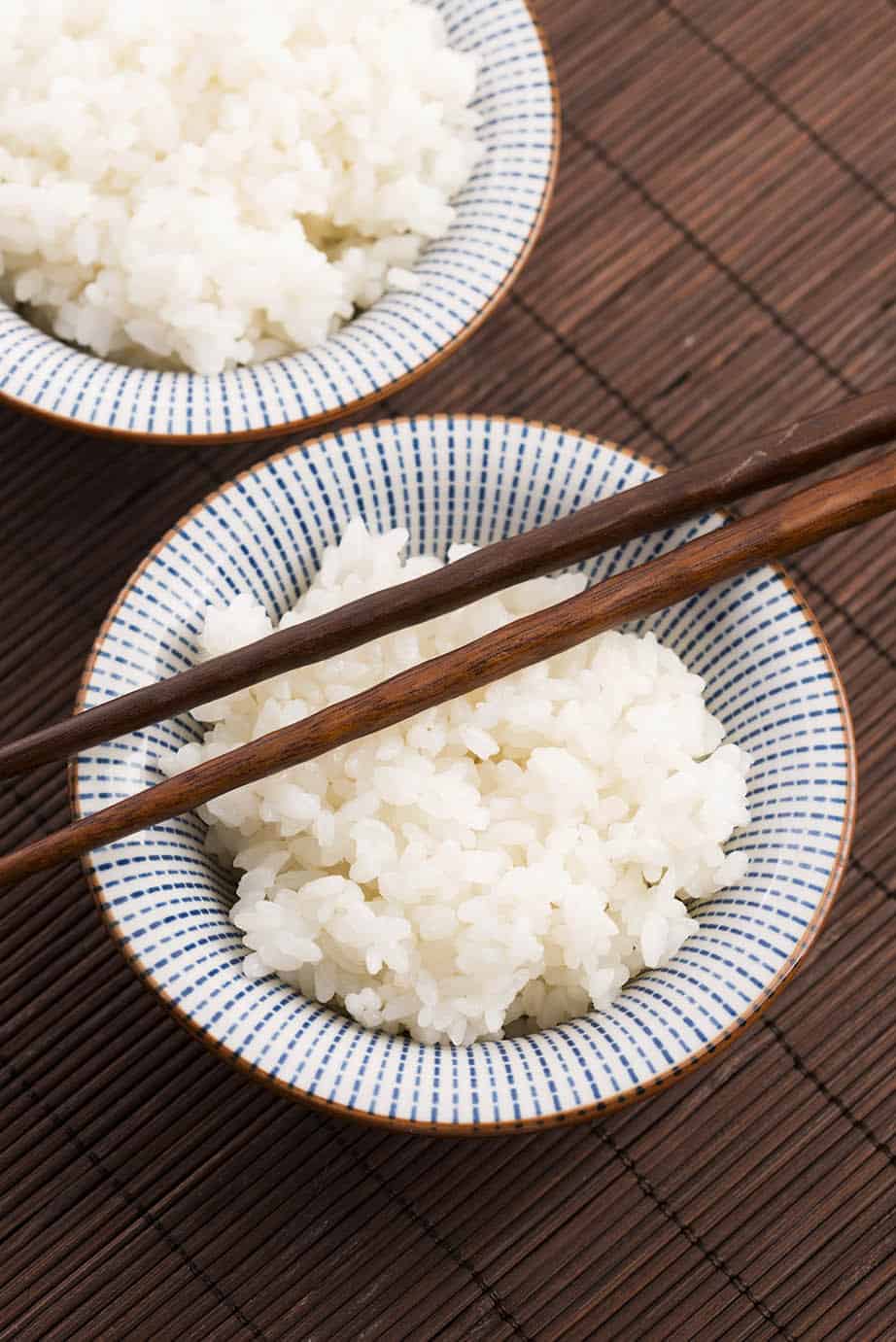 Overhead Cooked Sushi Rice Bowl