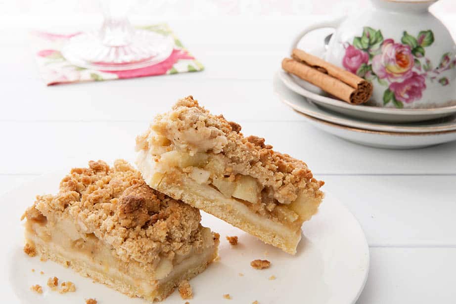 Apple Slice on a white background with floral teacup