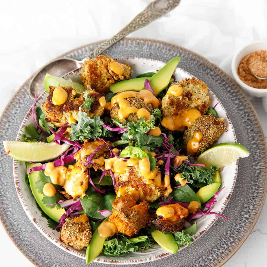 Square image of Spicy Popcorn Chicken from Keto Lunchtime Cookbook by Megan Ellam