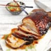 Sticky Char Siu Pork on wooden table