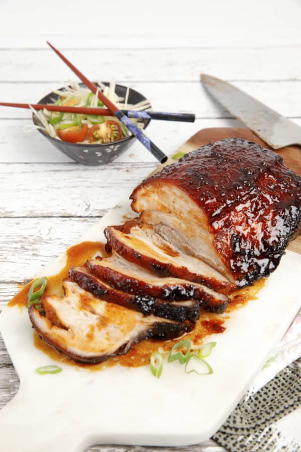 Sticky Char Siu Pork on wooden table