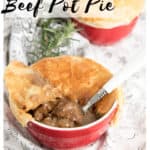 Pinterest labelled image of two peppercorn pot pies