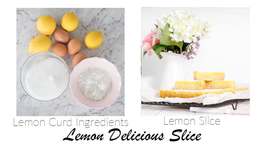 Two images showing the ingredients and filling for the lemon slice