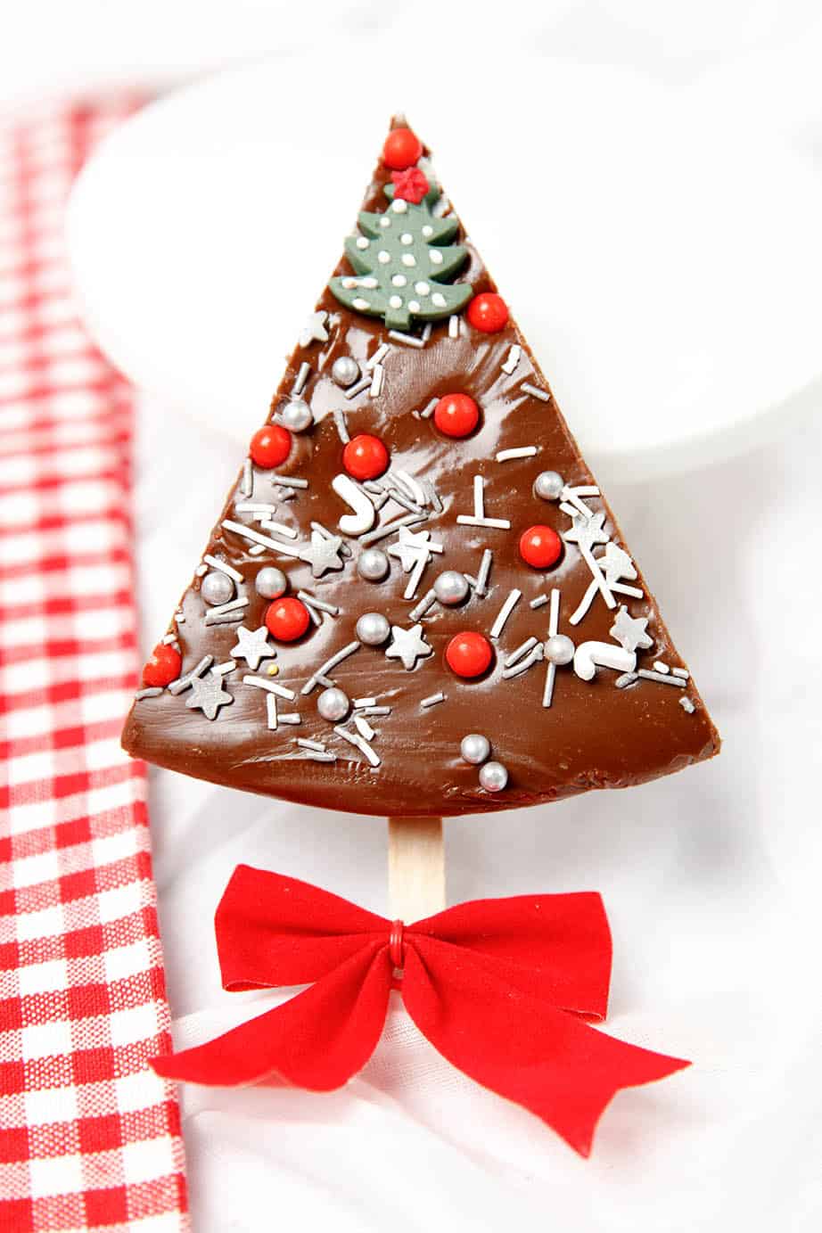 Chocolate Fudge in the shape of a Christmas Tree