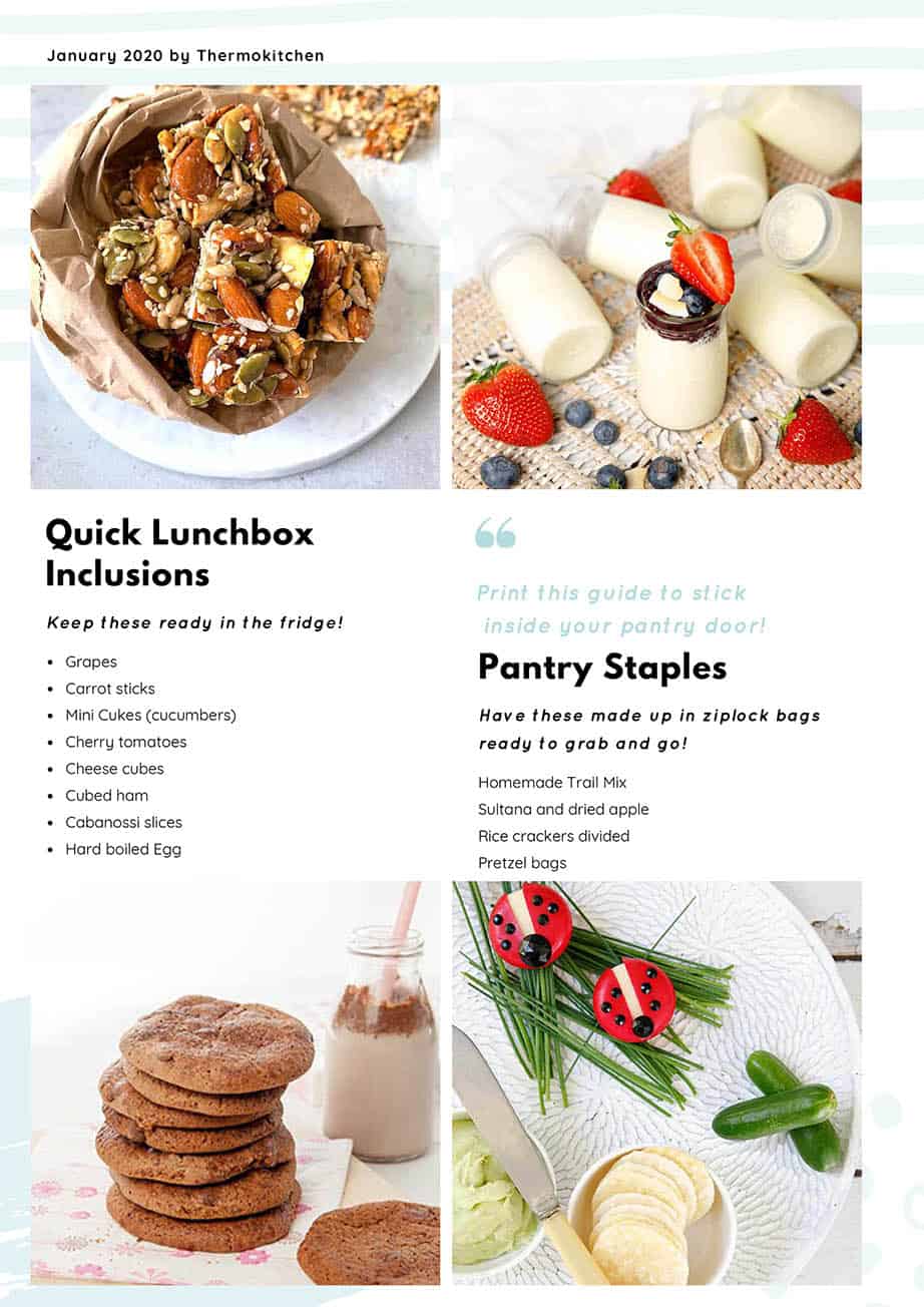 4 pictures of lunchbox ideas with a list of quick lunchbox ideas