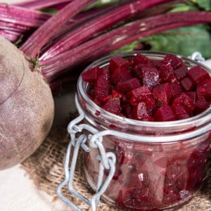 Portrait Pickled beetroot on white background