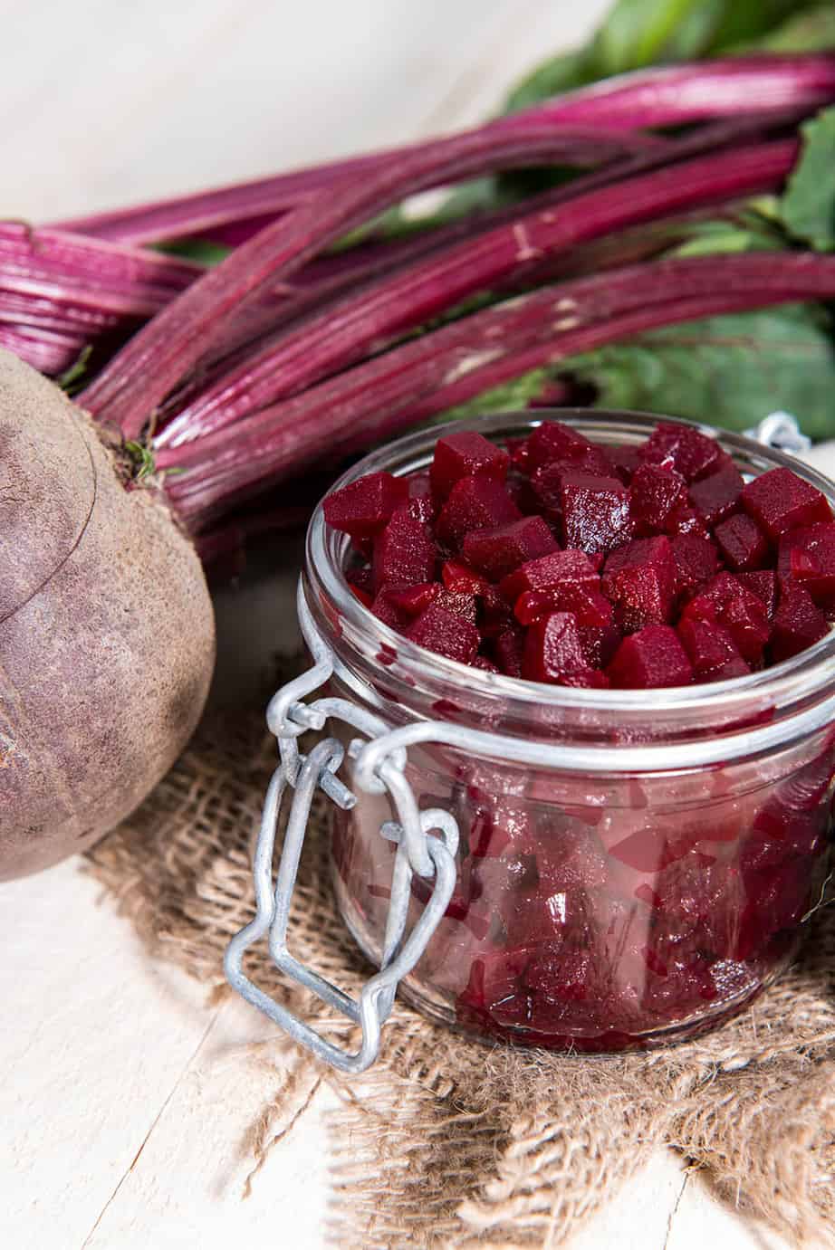 Portrait Pickled beetroot on white background