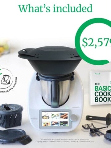 Thermomix Pricing shown with an image of the TM6 and all the products that come with it.