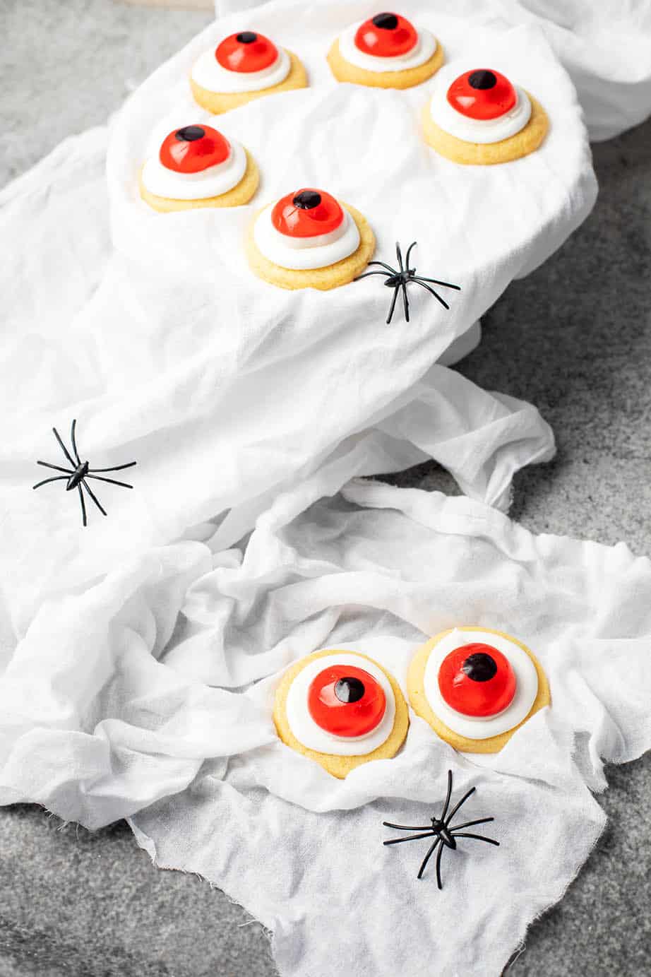Sugar cookie Halloween Eyeballs on a spooky background