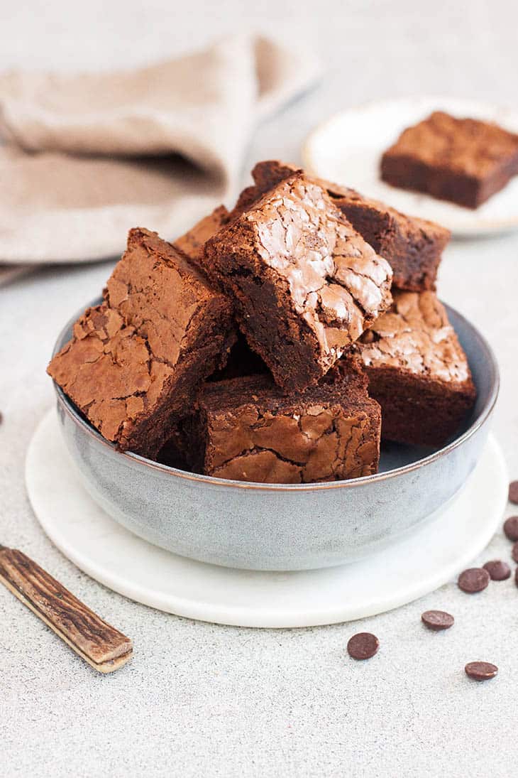 Thermomix Brownie in a bowl, neutral colours