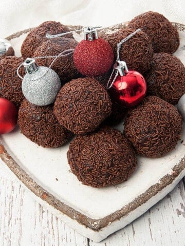 Rum Balls on a heart plate