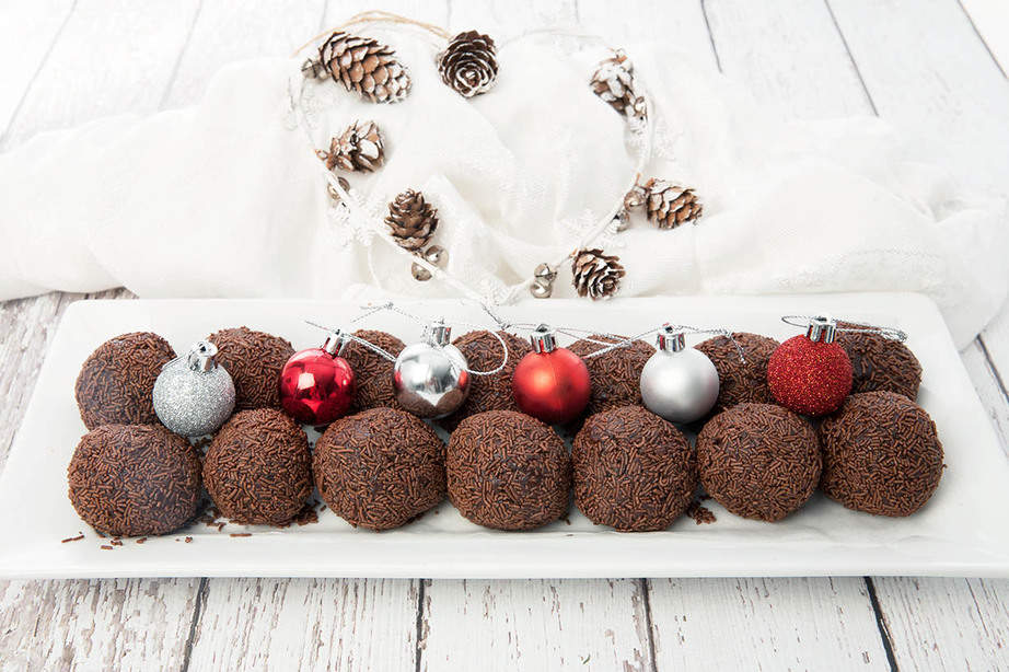 Chocolate Rum Balls on a platter