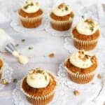 Thermomix Carrot Cupcakes with pin titles on a white board