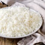 White Rice made in thermomix on a neutral background