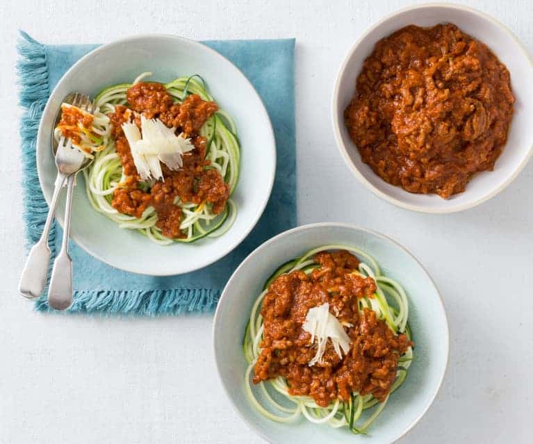Three bowls of Chunky Bolognese from Cookidoo