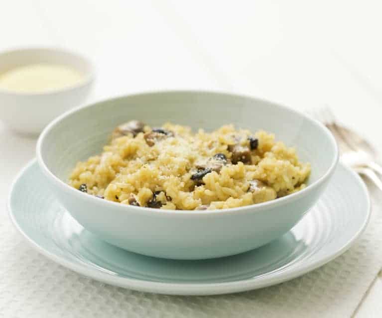 Bowl of Thermomix mushroom risotto