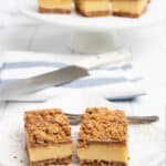 Pin with title from ThermoKitchen of a Caramel Biscoff Slice