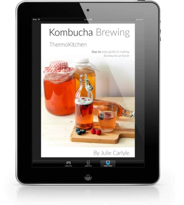 Kombucha Brewing ebook shown on an iPad