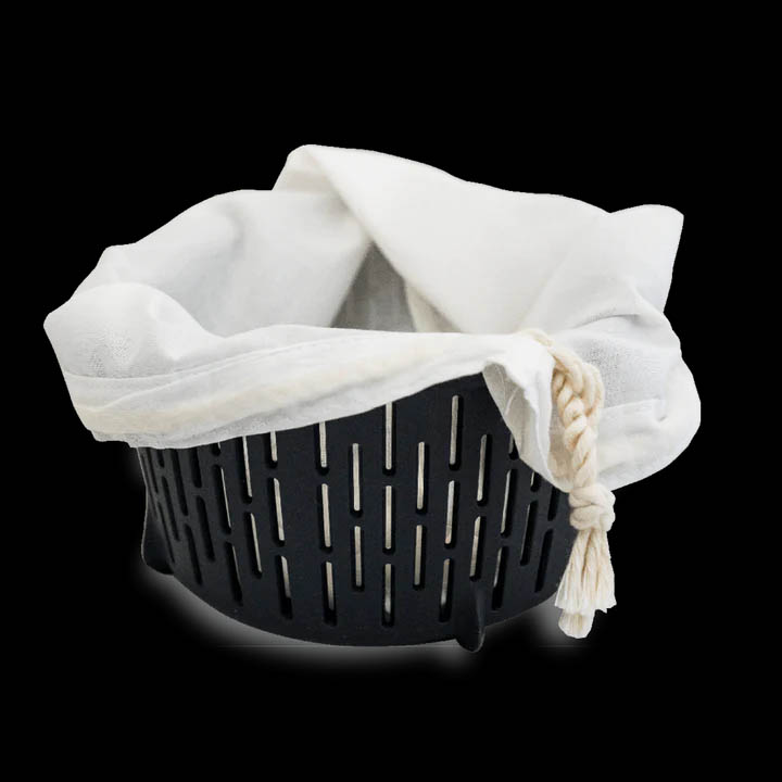 MixShop Nut Milk Bag in the internal steam basket, black background