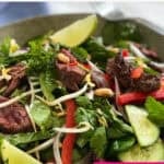 Simple Thai Salad pin with informatio regard Beef Thai salad or Vege Thai salad for Pinterest