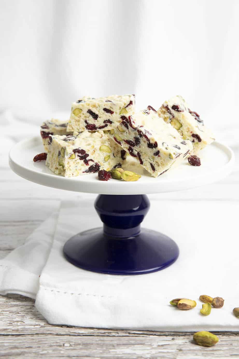 White Christmas Slice on a pedestal with a white background