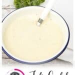 Garlic cream sauce as a pin with information