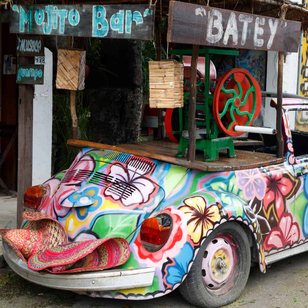 Mexican car decorated in the street