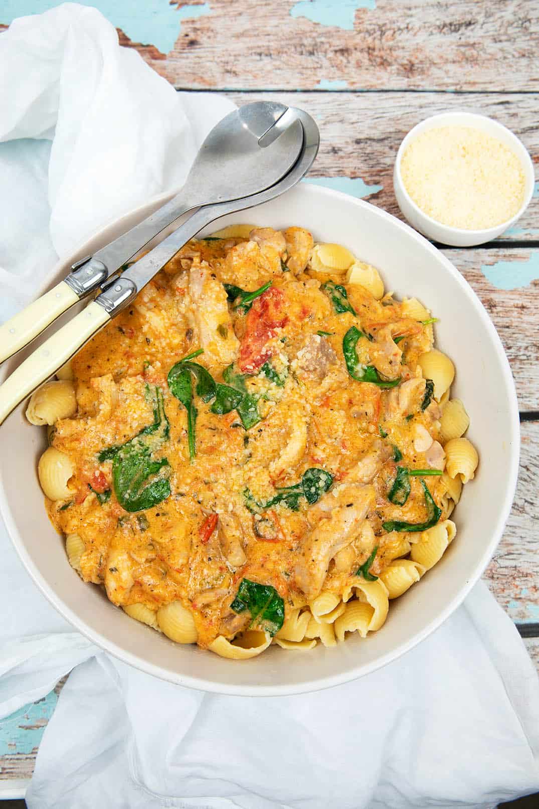 Creamy Tuscan Chicken with Pasta Thermomix in a bowl