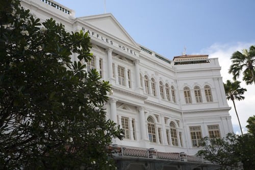 Raffles front entrance showing the signage.