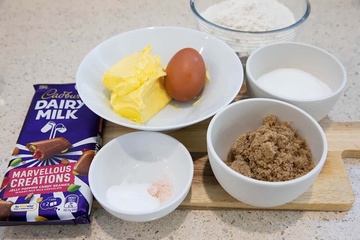 Ingredients for the Chocolate Chip Cookies