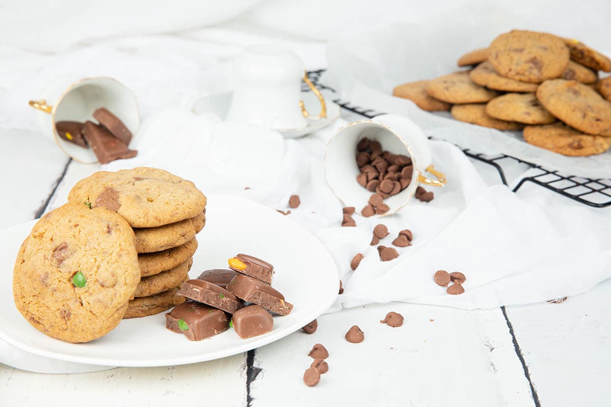 Thermomix Chocolate Cip Cookies on a white Background