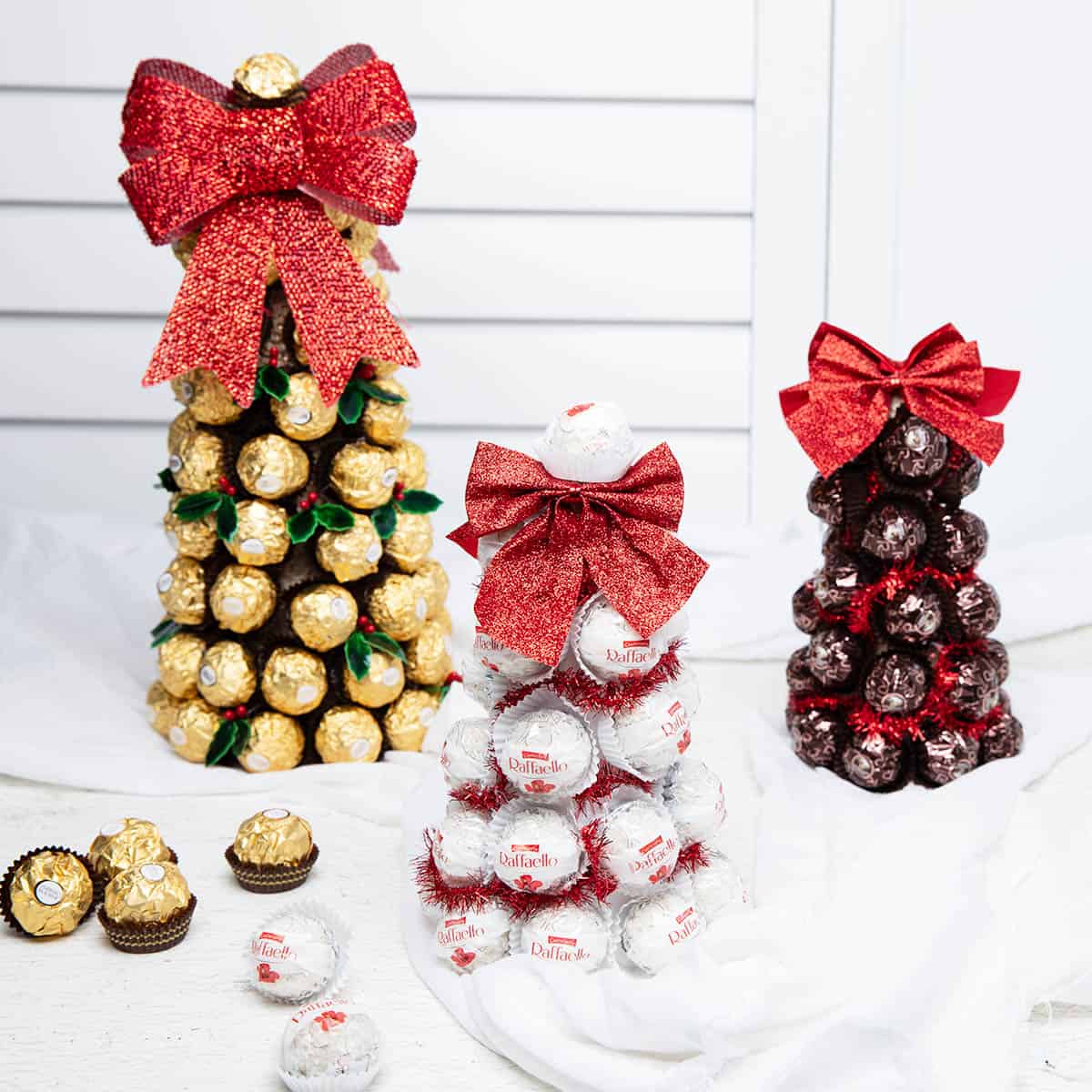 Three Chocolate Christmas Tree Centrepieces
