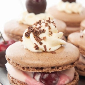 Thermomix Macarons Black Forest One close up with two in the background
