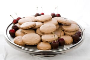 Cooled chocolate Thermomix macarons waiting to be filled