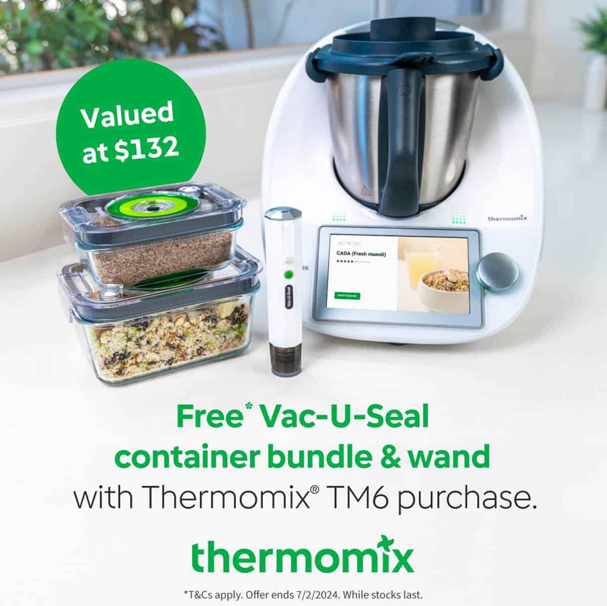 TM6 Free gift with purchase offer shown on a white background with the Thermomix.