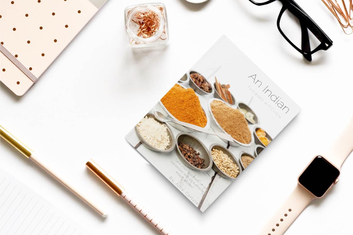 An Indian Thermokitchen Cookbook on a white background 