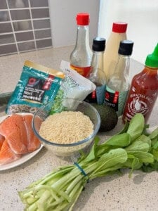 Ingredients for Teriyaki Salmon Bowl