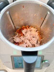 Tuna added to the cooked garlic and chili mixture