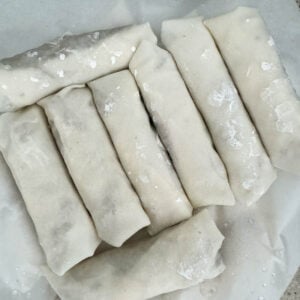 Completed batch of spring rolls